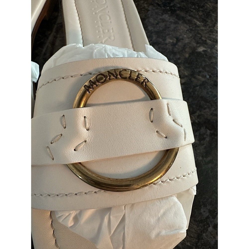 Moncler‎ Leather Bell Slides Sandals Shoes. Dust Bag, Authenticity Card $695 NWB - Picture 5 of 11